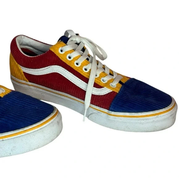 Vans Off the Wall Unisex ColorBlock Canvas Primary Corduroy LaceUp Sneakers - Picture 5 of 11